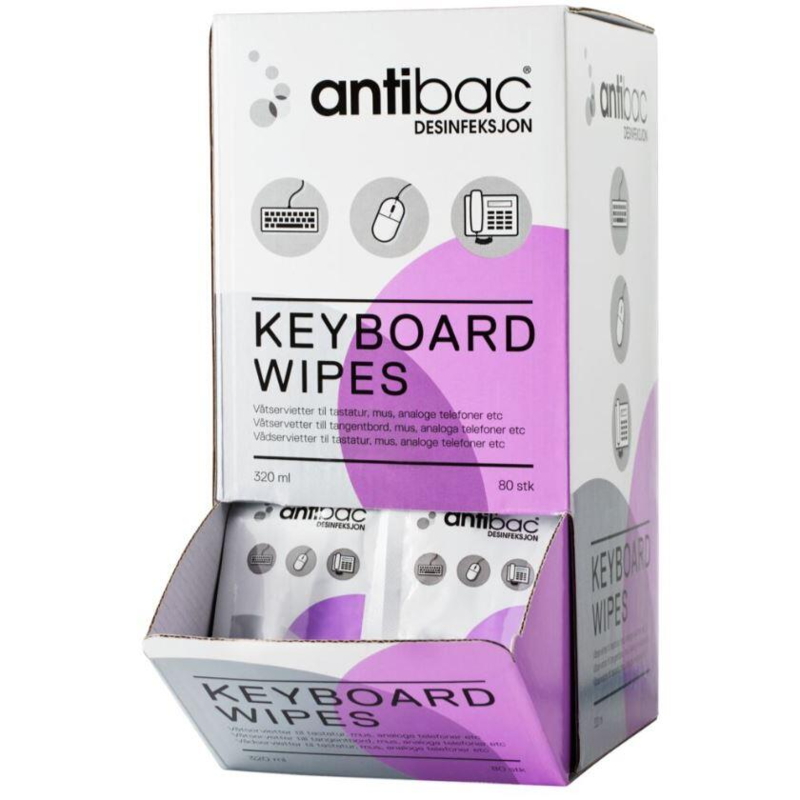 Antibac keyboard wipes 80 stk.