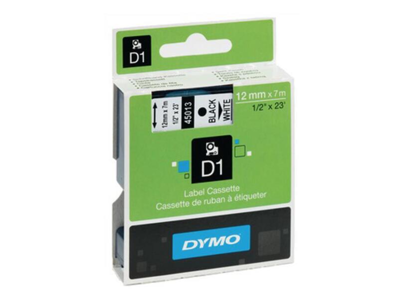Dymo tape 45013 12mm sort/hvid